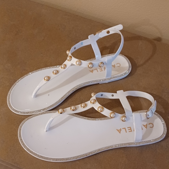 Carvela Kurt Geiger Pearl Jeweled & Rhinestones Flip Flop Sandals Size EU 40 - Picture 9 of 14